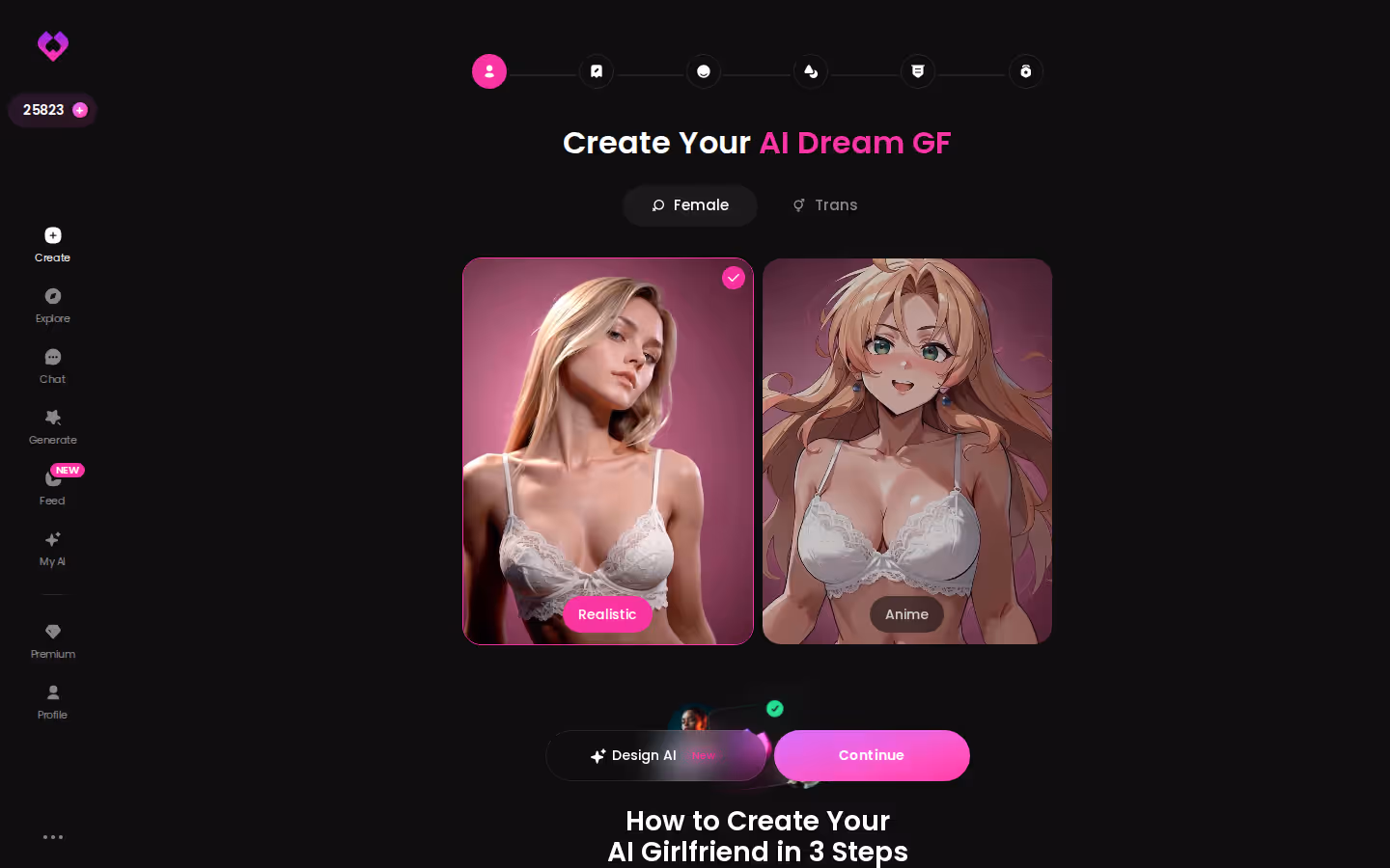 GoLove's character creation wizard, first step